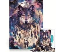Puzzle Attrape-rêves de Loup,1000 pièces,Jeu de réflexion Amusant,sans Espace,Design ajusté, pour Les réunions de Famille (50x75cm)
