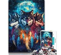 Puzzle Attrape-rêves Loup 1000 pièces pour Adultes et Adolescents, Anti-Stress, défi Difficile, renforce l'amour Entre Couples (75x50cm)