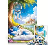 Puzzle Attrape-rêves Renard endormi 1000 pièces pour Adultes et Adolescents Amélioration de la mémoire Détente et lumière Découpe Nette Joli Cadeau 50x75cm