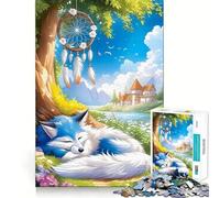 Puzzle Attrape-rêves Renard endormi pour Adolescents, 1000 pièces, Jeu de logique mentale, Anti-Stress, découpe Ferme, Cadeau de Noël 38x26cm