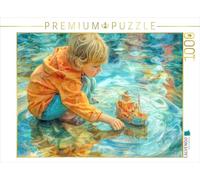 Puzzle · Au Bord de l'eau | Garçon avec un petit bateau · 1000 pièces · Format assemblé 64 × 48 cm · CALVENDO Puzzle