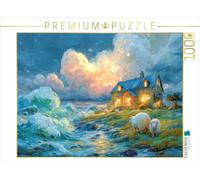 Puzzle · Au Bord de l'eau | Vagues et moutons près de la maison · 1000 pièces · Format assemblé 64 × 48 cm · CALVENDO Puzzle