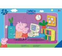 Puzzle avec Cadre 15 Pieces - Peppa Le Cochon et Maman s'amusent - Set Puzzle Peppa Le Cochon + 1 Carte Offerte