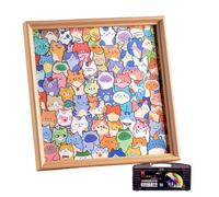 Puzzle avec chats - Jouet éducatif en bois à colorier, activité créative avec animaux de dessin animé, jeu de puzzle avec chatons, jeu d'apprentissage artistique bricolage | Jouet