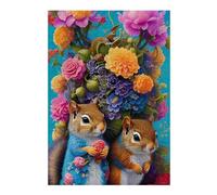 Puzzle avec Motif Floral Squirrel Duo pour Adultes, 300 PCS