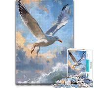 Puzzle avec Motif Seagull Soaring Over Ocean Waves pour Adultes, 500 PCS