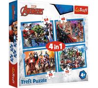 Puzzle Avengers 4 en 1 Trefl Iron Man Hulk Captain America Thor 4 ans+ 35-70