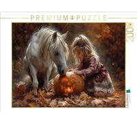 Puzzle · Aventures automnales dans la forêt | Une fille, un cheval et la citrouille mystérieuse · 2000 pièces · Format assemblé 90 × 67 cm · CALVENDO Puzzle