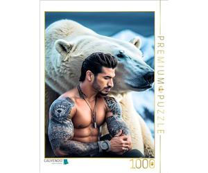 Puzzle · Aventurier avec Un Ours Polaire dans l'Arctique | 1000 pièces · Format assemblé 64 × 48 cm · CALVENDO Puzzle