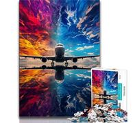 Puzzle Avion Coloré 1000 Pièces pour Adultes, Jeu Familial Anti-Stress, Défi Difficile, Cadeaux Secrets du Père Noël 38x26cm