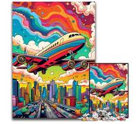 Puzzle Avion coloré 1000 pièces pour Adultes, Puzzle en Carton, Divertissement Relaxant, Cadeau de Noël Parfait et décoration d'intérieur 26x38cm / 10,23x14,96 Pouces