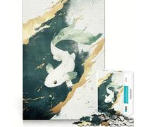 Puzzle Axolotl Blanc et Or 1000 Pièces Jeu de Construction Assemblage Solide et Sécurisé Jouet d'Intérieur Divertissement (38x26cm)
