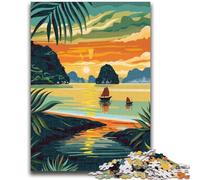 Puzzle Baie d'Ha Long Vietnam 1000 pièces pour Adultes et Adolescents, Anti-Stress, Vacances à la Maison, Passe-Temps, Amour Entre Couples, 1000 pièces (50x75cm)