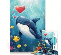 Puzzle Baleine Amoureuse 1000 Pièces pour Adolescents Stimule l'esprit Ajustement Parfait Loisirs Captivants pour des Moments Confortables à la Maison (50x75cm)