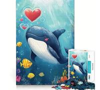 Puzzle Baleine Amoureuse pour Adolescents 1000 Pièces Jeu Stimulant l'esprit Assemblage Solide et Sécurisé Activité de Renforcement des Liens Sociaux (38x26cm)