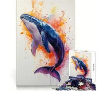 Puzzle Baleine Aquarelle 1000 pièces pour Adultes Concentration, détente, Amusement, découpe Lisse, Cadeau Festif (38x26cm)