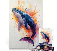 Puzzle Baleine Aquarelle pour Adolescents 1000 Pièces Logique, Réflexion, Tranquillité, Évasion, sans Couture, Cadeau de Vacances (50x75cm)