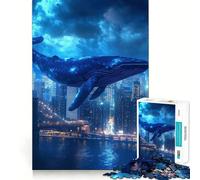 Puzzle Baleine au-Dessus de New York 1000 pièces pour Adolescents Stimule l'esprit Ajustement Parfait Loisirs captivants pour des Moments de détente à la Maison (38x26cm)