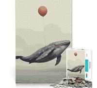 Puzzle Baleine avec Ballon pour Adultes 1000 Pièces Jeu de Mémoire Découpe Laser pour Un Assemblage Parfait Cadeau Unique Anti-Stress (38x52cm)