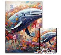 Puzzle Baleine Bleue 1000 pièces en Carton, décoration DIY, défi cérébral, pour Adultes, Famille, Cadeau de Vacances 26x38cm / 10,23x14,96 Pouces