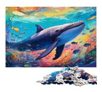 Puzzle Baleine Colorée 1000 Pièces Cadeaux Puzzles Impossibles pour Adultes Casse-tête Stimulant pour Adolescents, Jeu Interactif Amusement Familial 26x38cm / 10,23x14,96 Pouces