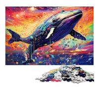 Puzzle Baleine Colorée 1000 Pièces Cadeaux Puzzles Impossibles pour Adultes Casse-tête Stimulant pour Adolescents, Jeu Interactif Amusement Familial 26x38cm / 10,23x14,96 Pouces