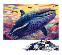 Puzzle Baleine colorée 1000 pièces pour Adultes. Puzzle Impossible pour Adultes pour Les Vacances et décoration d'intérieur. 26x38cm / 10,23x14,96 Pouces.