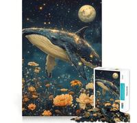 Puzzle Baleine dans Le Ciel Nocturne 1000 pièces Jeu de Concentration mentale Découpe de précision Bords Lisses Jeu de Construction de Liens significatifs (38x52cm)