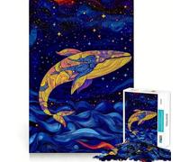 Puzzle Baleine dans Le Ciel Nocturne 1000 pièces pour Adolescents Jeu Stimulant l'esprit Assemblage sûr et Solide Activité Amusante en Famille Le Soir (38x52cm)
