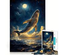 Puzzle Baleine dans Le Ciel Nocturne pour Adolescents 1000 pièces Jeu Stimulant l'esprit Assemblage sûr et Solide Activité de Partage en Famille (50x75cm)
