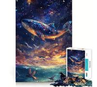Puzzle Baleine dans Les Étoiles 1000 Pièces Jeu d'adresse Assemblage Stable Pièces Qui ne bougent Pas Passe-Temps agréable pour Les Longs Week-Ends (38x52cm)