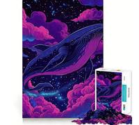 Puzzle Baleine dans l'espace 1000 pièces Jeu Amusant et Facile à mémoriser Pièces nettes et sans bavures Jeu Portable et Pratique pour Les Voyages (38x26cm)