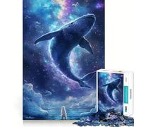 Puzzle Baleine dans l'espace avec Ours Polaire Jeu de 1000 pièces Exercice de mémorisation Découpage de Haute précision Activité Manuelle Défi cérébral interactif pour la Maison (38x26cm)