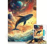 Puzzle Baleine dans l'espace pour Adolescents,1000 pièces,Jeu de mémoire Amusant,Surface Lisse sans bavures,Cadeau d'anniversaire,Casse-tête (50x75cm)
