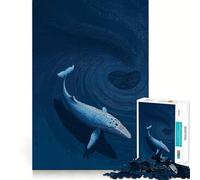 Puzzle Baleine dans l'océan Bleu Profond 1000 pièces Stimule l'esprit Découpe Nette Composants Robustes Divertissement captivant pour des Moments de détente à la Maison (38x52cm)