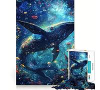 Puzzle Baleine dans Une Mer Étoilée pour Adultes 1000 Pièces Jeu de Mémoire Assemblage Solide et Sécurisé Jeu de Connexions Significatif (38x26cm)
