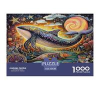 Puzzle Baleine Lunaire, Peinture rupestre Cosmique, Art à Motifs aborigènes pour Adultes,52x38cm/1000pcs,Jeu Éducatif,décoration De La Maison,