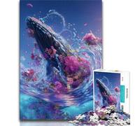 Puzzle Baleine Magique 1000 pièces pour Adultes, Jouets éducatifs et éducatifs, Jeux familiaux avec Affiche et fiche de Questions-réponses Assorties 38x26cm