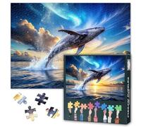 Puzzle baleine majestueuse - 1000 pièces - Saut de l'océan - 50 x 70 cm - Puzzle de qualité supérieure - Grand format - Pour salon et chambre à coucher