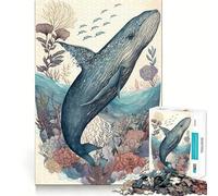 Puzzle Baleine Merveilleux 1000 Pièces Jeu de Développement Cognitif Surface Lisse sans Bavures Activité Relaxante en Groupe à l'Intérieur (38x26cm)