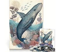 Puzzle Baleine Merveilleux Adolescent 1000 Pièces Stimule la mémoire Passe-Temps apaisant Assemblage sans Couture Cadeau de Noël Chaleureux (50x75cm)