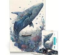 Puzzle Baleine Mystique 1000 Pièces Jeu de Concentration Mentale Conception Stricte sans Espace Défi Cérébral Interactif pour la Maison (38x26cm)