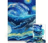 Puzzle Baleine Nuit Étoilée pour Adultes 1000 Pièces Jeu de Stimulation Cérébrale Taille Uniforme Pièces Précises pour Les Voyages (38x26cm)