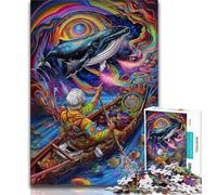 Puzzle Baleine psychédélique 1000 pièces pour Adultes, Difficile à réaliser mais Amusant et Humoristique, décoration d'intérieur Unique et Cadeaux 50x75cm