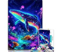 Puzzle Baleine psychédélique 1000 pièces pour Adultes et Adolescents, Aide Le Cerveau à exercer des Jouets addictifs pour cultiver la Patience et l'interaction Parent-Enfant 38x26cm