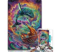 Puzzle Baleine psychédélique 1000 pièces pour Adultes, Jouet éducatif et décompressant, Cadeau d'anniversaire, décoration Murale (38x26cm)