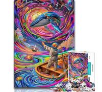 Puzzle Baleine psychédélique pour Adolescents 1000 pièces, Jeux éducatifs, décoration Murale, Cadeaux d'anniversaire et de Noël Uniques 38x26cm