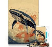 Puzzle Baleine Rétro Ambiance Japon 1000 pièces Jeu de Concentration mentale Découpe de précision Bords Lisses Jeu de Construction de Liens significatifs (38x52cm)