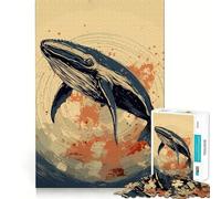 Puzzle Baleine Rétro Ambiance Japon pour Adultes 1000 Pièces Jeu de Réflexion Stimulant Structure à Emboîtement Précise Facile à Apprendre Plaisir en Famille (50x75cm)