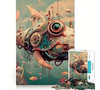 Puzzle Baleine Robotique Vintage 1000 Pièces Jeu de Réflexion Stimulant Fixation Solide Défi Cérébral Interactif pour la Maison (38x52cm)